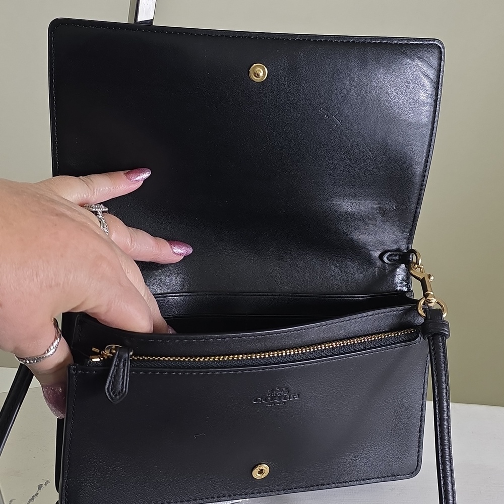 COACH 3036 Anna Foldover Signature Print Crossbody/Clutch EUC - Picture 12 of 16